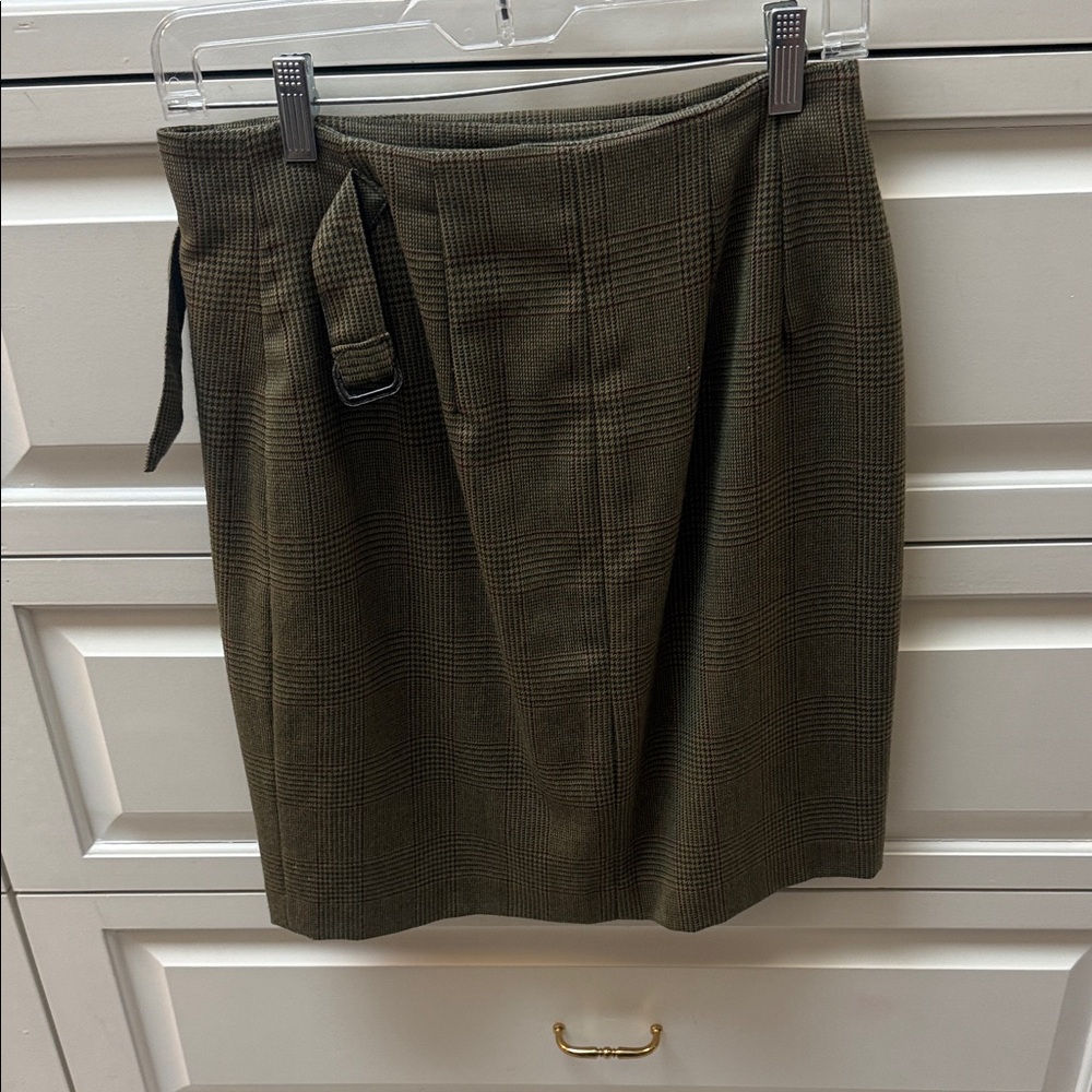 British Khaki wool wrap skirt
